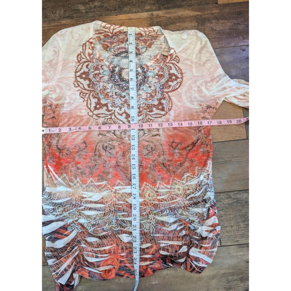 Reba Top Y2K Paisley Floral Studded Long Sleeve Western Boho Size Large - Picture 6 of 6